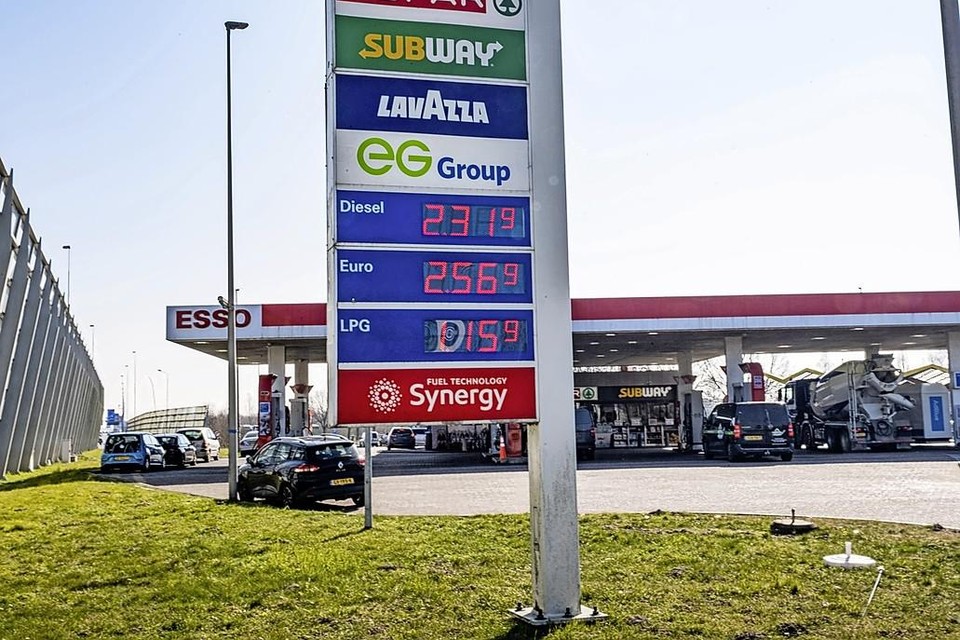 De benzineprijzen van een tankstation langs de A8 begin deze maand.