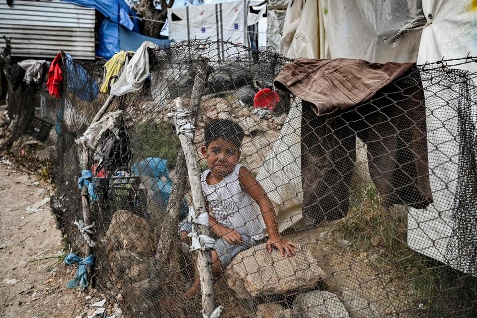 Kind in vluchtelingenkamp Moria