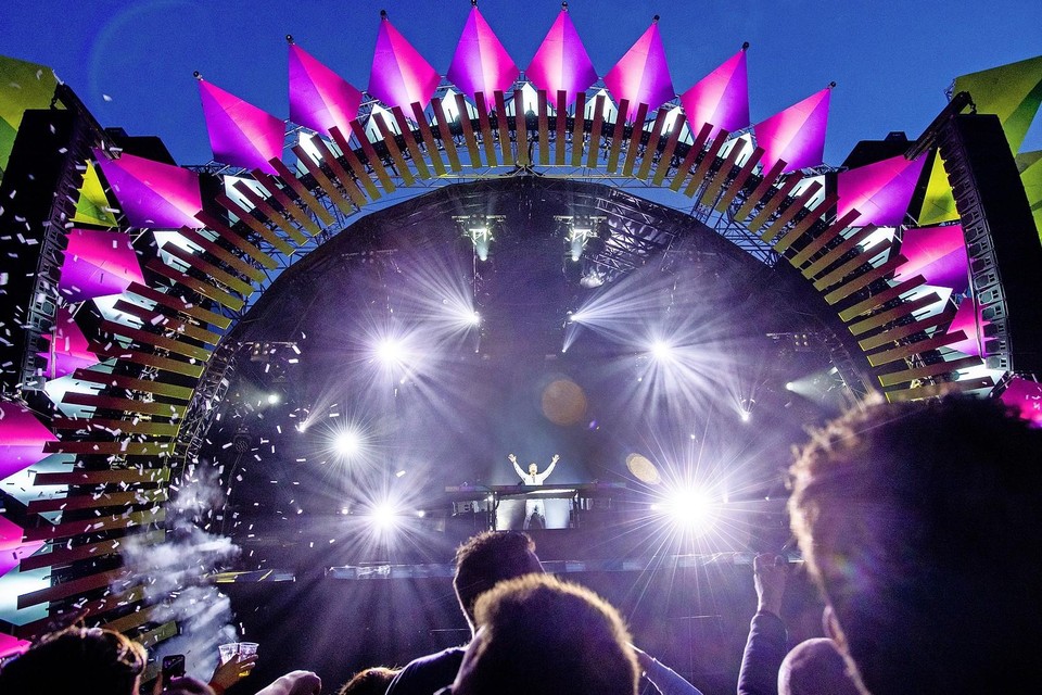 David Guetta tijdens de 25e editie van het dancefestival Dance Valley in 2019 in Spaarnwoude.