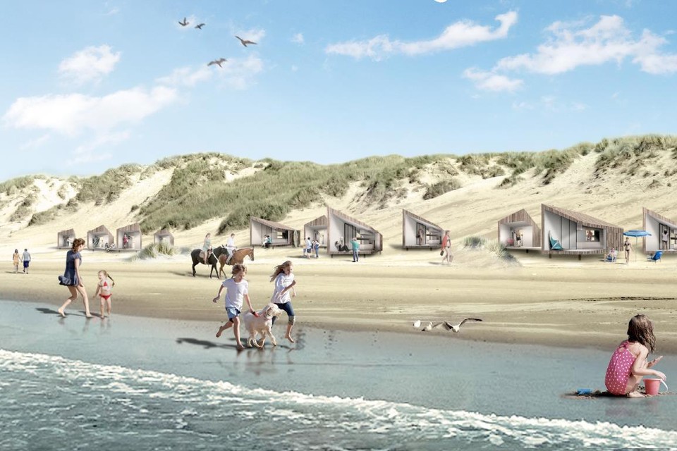 Impressie van de huisjes die bij Petten op het strand moeten komen.