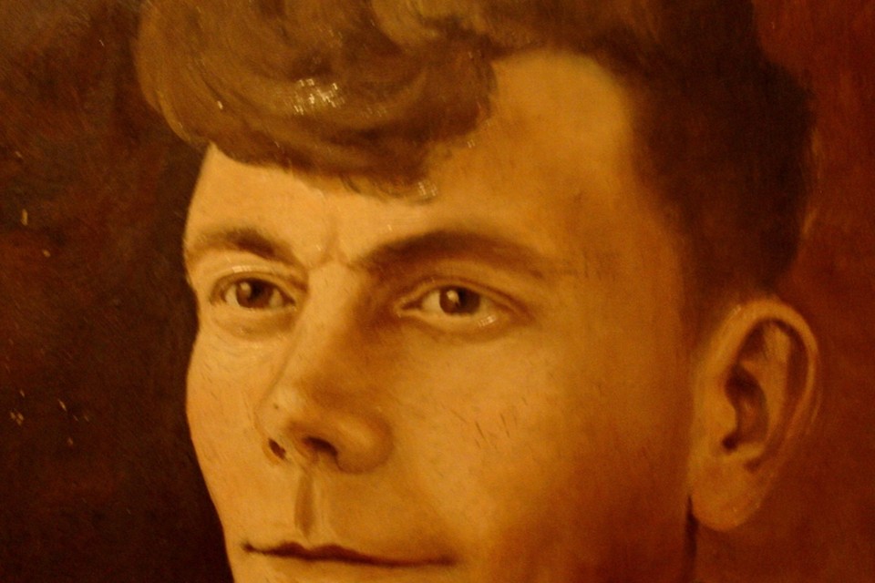 Olieverf: portret van de in de oorlog omgekomen Jaap Bovenkamp.