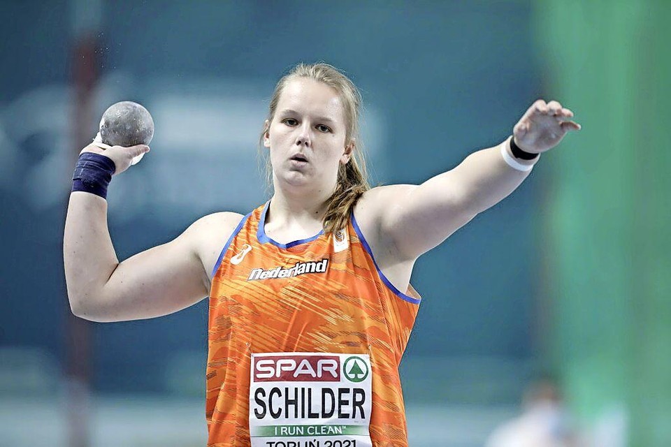 Jessica Schilder tijdens het EK indoor in Polen.