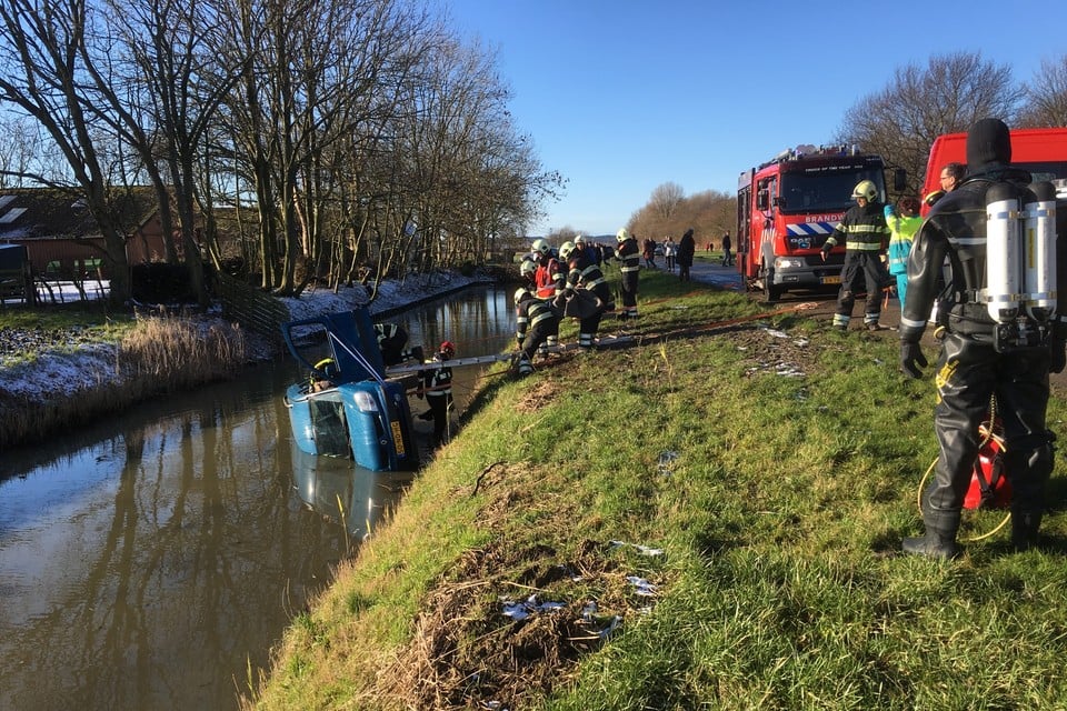In Alkmaar reed een auto te water.