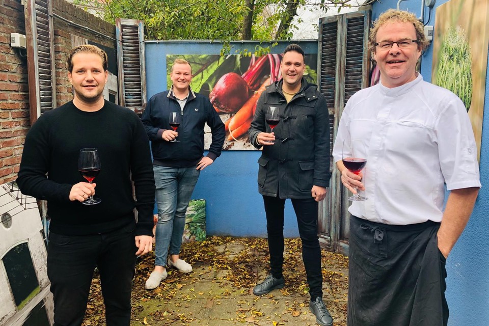 De hoofdrolspelers van Culinair@home: v.l.n.r. Mark Driessen van Meta Eten en Drinken, Jeroen Mos van J&T Mos, Pascal Redeker en Ab Hannema van De Hoornse Kogge.