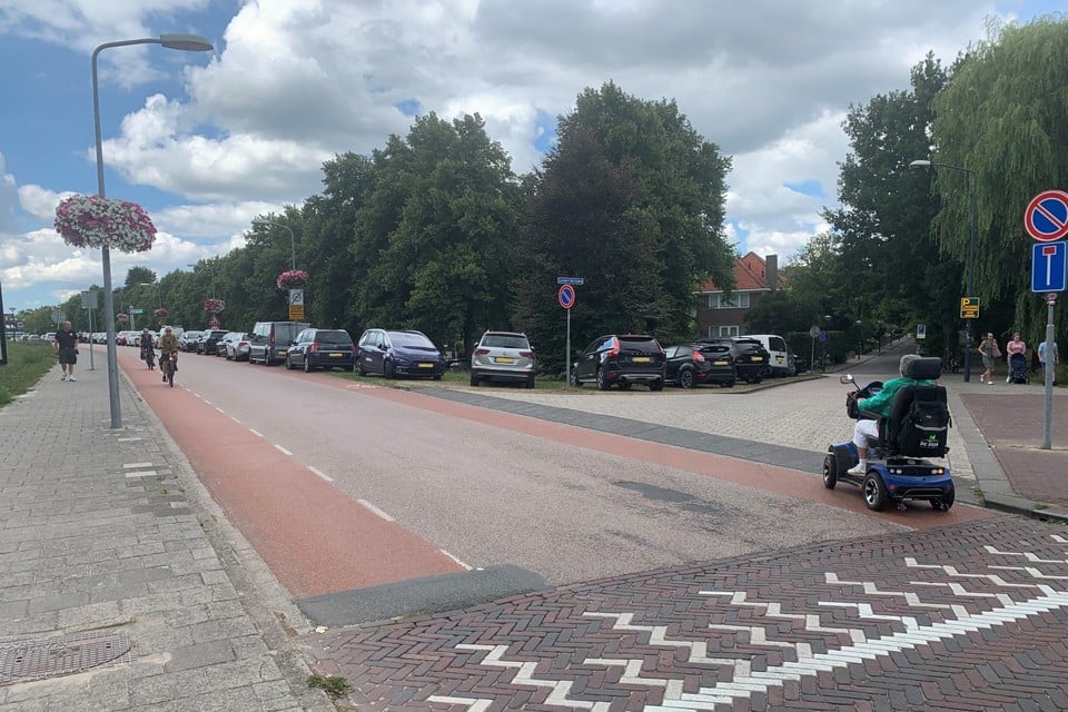 De auto’s rechts, aan de Westersingel, staan in het gras fout geparkeerd. De bestuurders riskeren een boete.