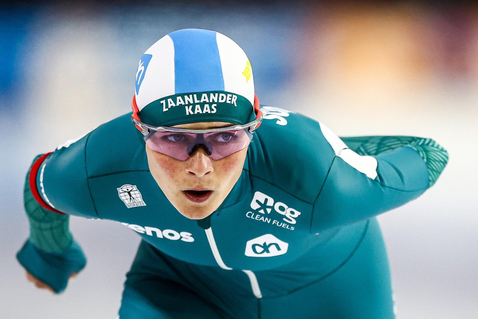 Irene Schouten werd derde op de 3.000 meter meter tijdens de tweede dag van het NK afstanden in Thialf.