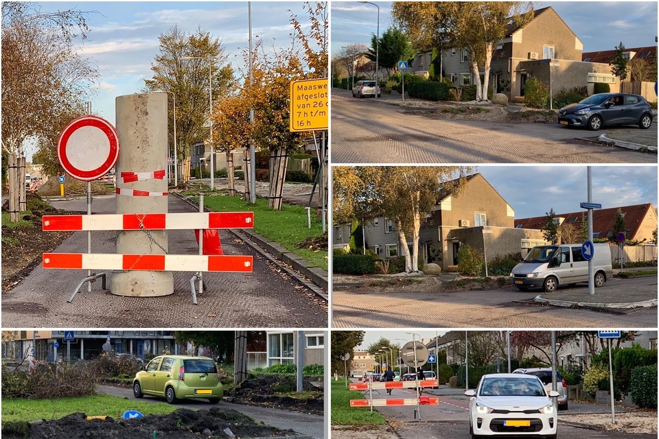 Hoewel rijbanen op de Maasweg zijn afgesloten met hulp van betonnen buizen, weten tal van automobilisten de afsluitingen te omzeilen als er niet wordt gewerkt.