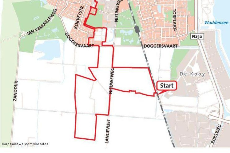 Het routekaartje van de derde etappe, Den Helder-zuid.