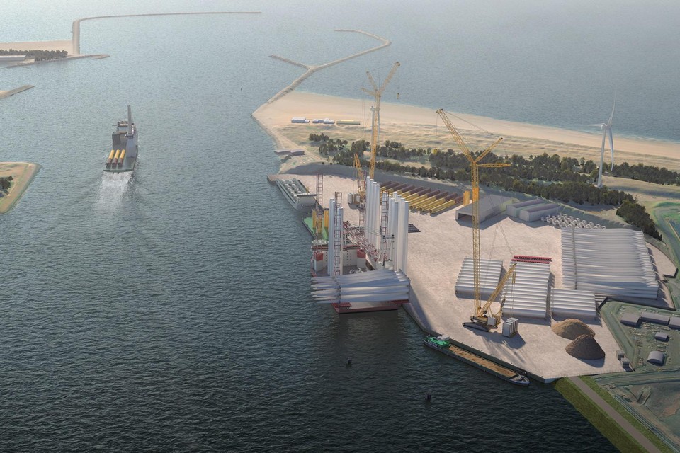 Impressie van de nieuwe Energiehaven in de monding van het Noordzeekanaal.