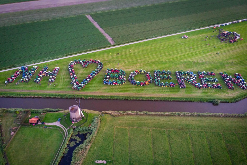 Protestactie vorig jaar in de polder bij Schermerhorn die appelleert aan waardering voor de boer.