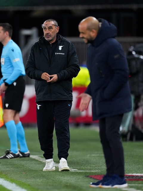 Jansen (r) en Lazio-coach Maurizio Sarri, donderdagavond.