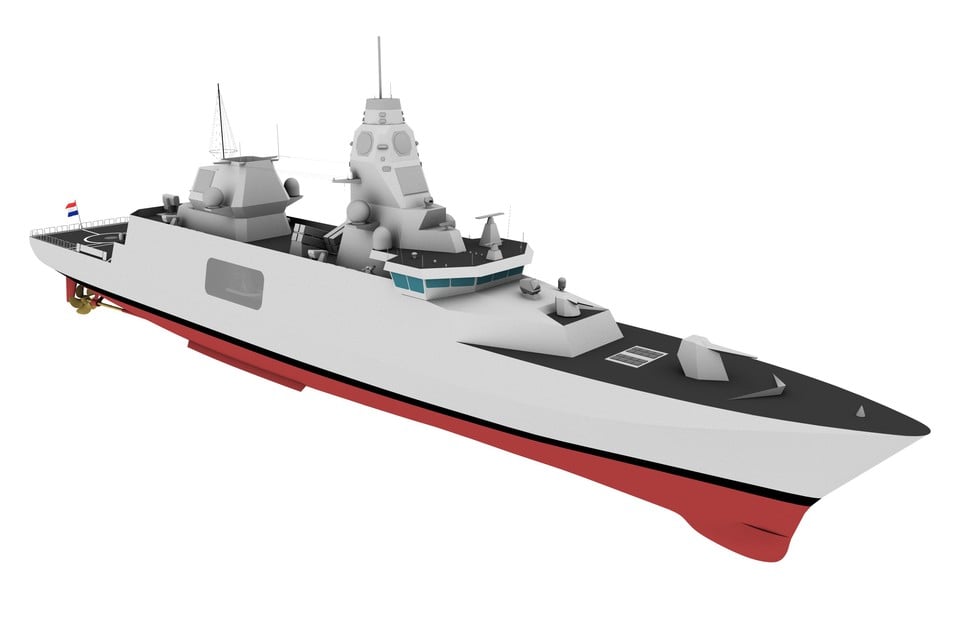 Een concept artist impression van de vervanger van het huidige M-fregat.