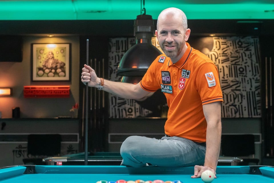 Nick van den Berg in poolcentrum Plan B in Amsterdam, waar hij deze maand is begonnen als ’house pro’.