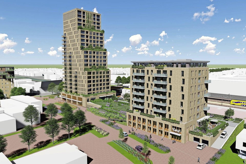 Ontwikkelaar Komen wil het liefst alleen huurwoningen in de nog te bouwen Waert Dijck Toren (links).
