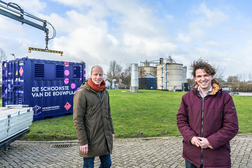 Pieter Mans en Jan Willem Eising zijn de bedenkers van deze mobiele unit met biogas voor groene stroom.