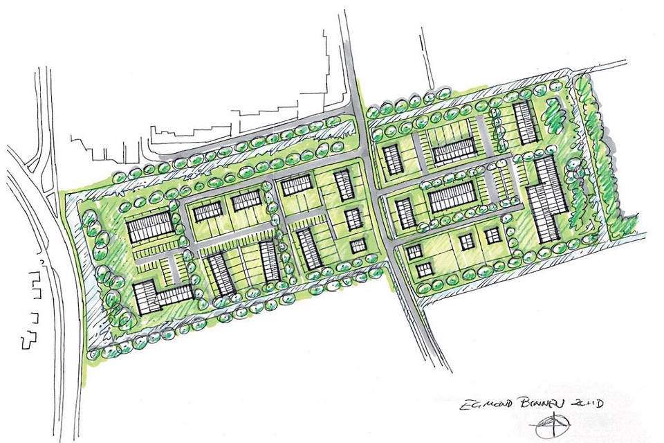 Plan voor bebouwing aan de zuidkant van Egmond-Binnen (boven).