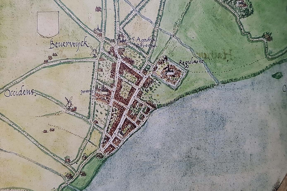 Oudst bekende kaart van Beverwijk door Jacob van Deventer, 1560.