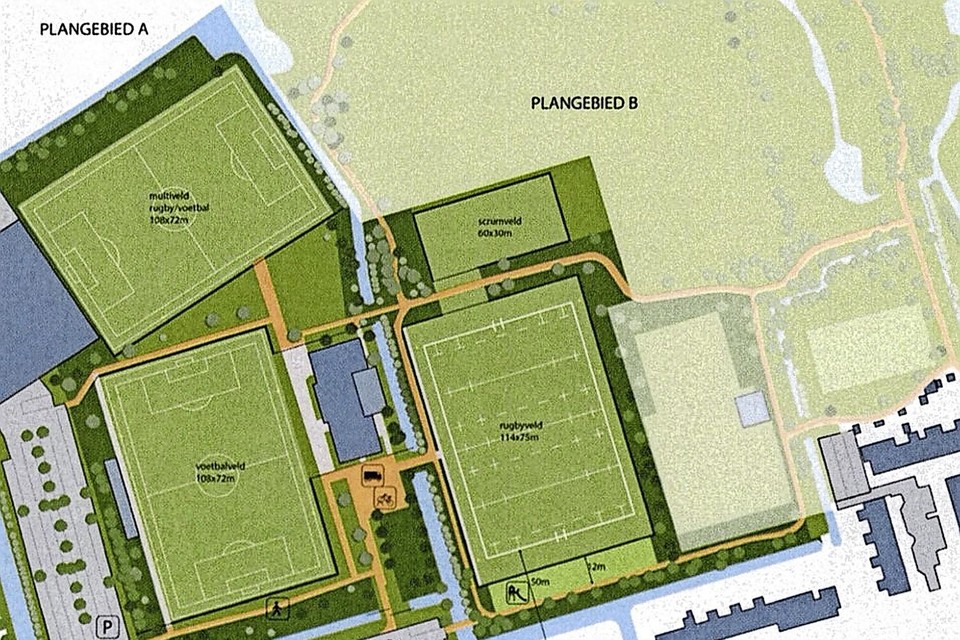 Het ontwerp voor het opgeknapte Sportpark Risdam-Noord.