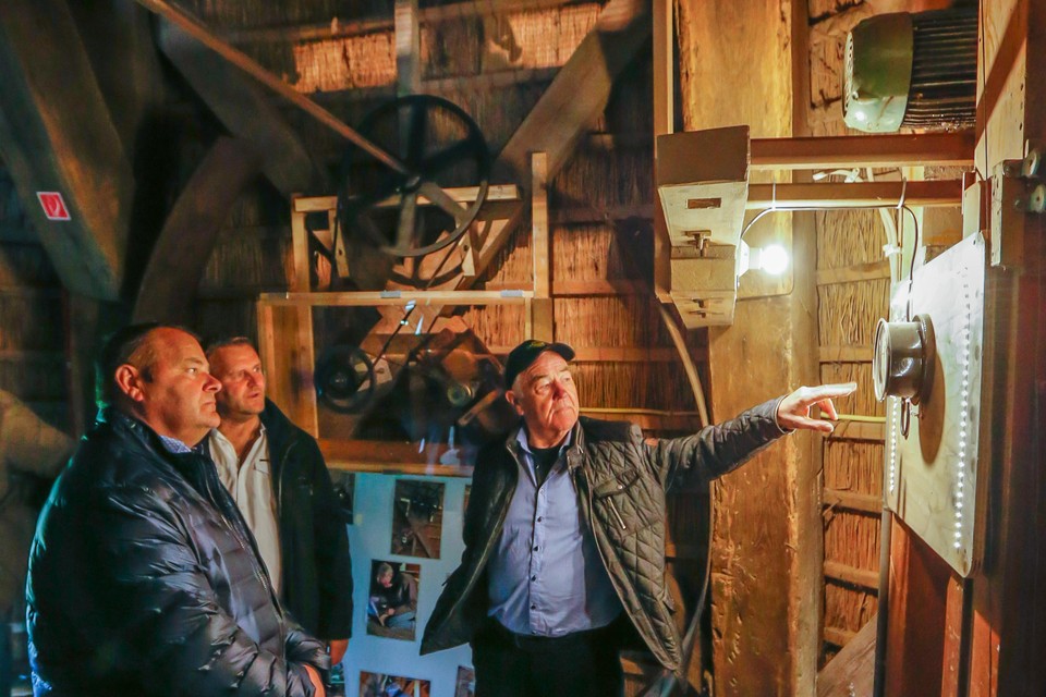 Het lampje brandt, Ton van de Klundert legt aan Dirk en Karel Koper uit hoe dat werkt.