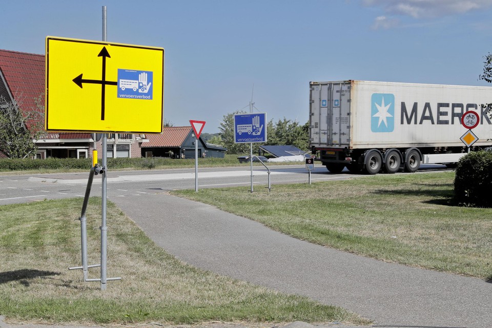 Verkeersborden bij Kolhorn attenderen weggebruikers op een vervoersverbod voor pluimvee.