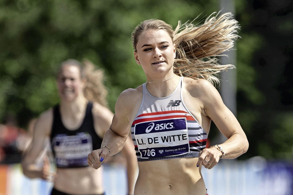 Winnaar Lisanne de Witte op de 400m sprint tijdens het NK Atletiek in Breda.